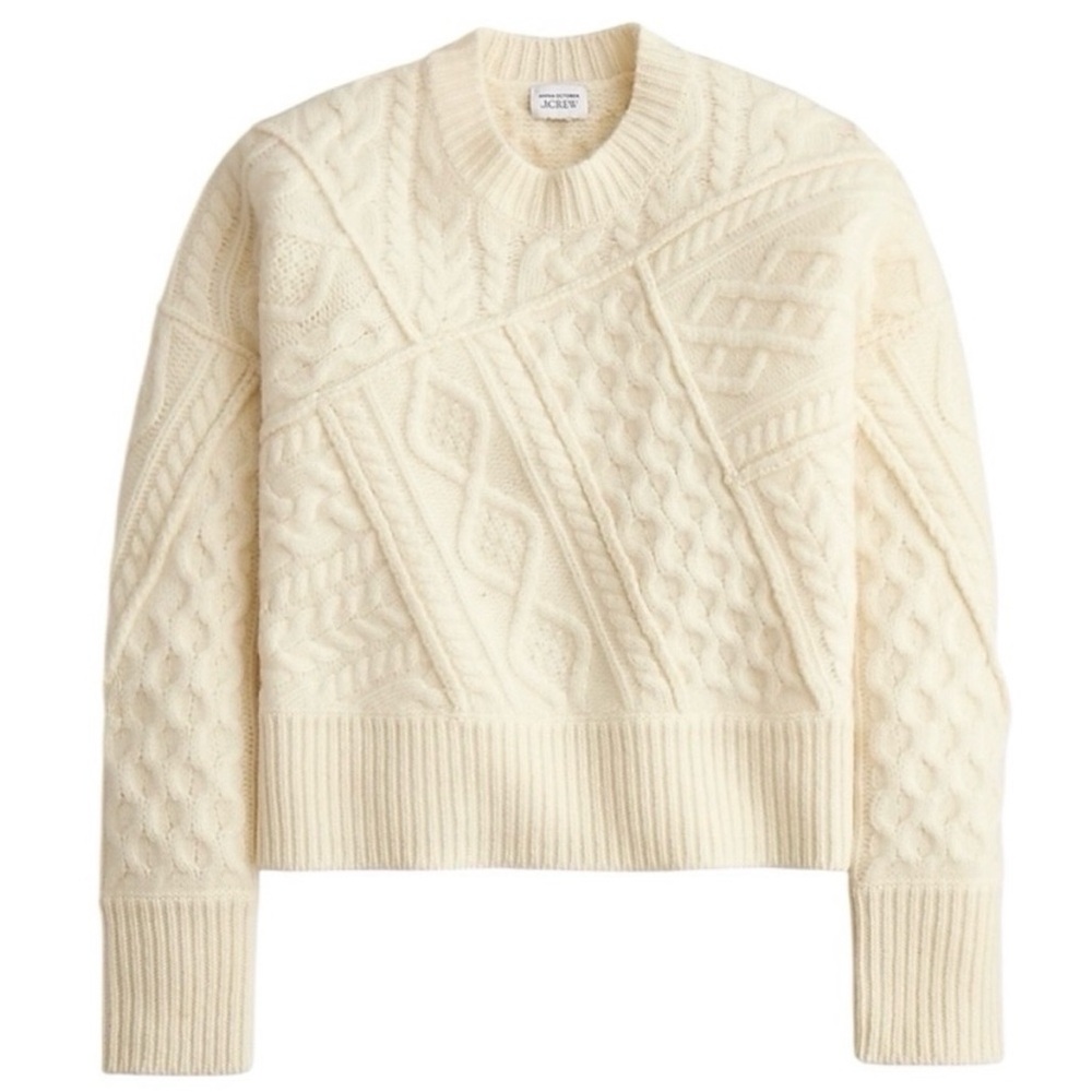 J. Crew x Anna October 100% Wool Limited Edition Cable Knit Sweater